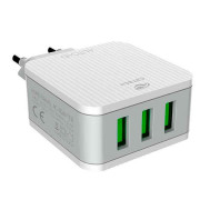 Carregador de Tomada Universal C3Tech, Com 3 USB AC/USB, Branco - UC-315WH