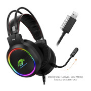 Headset Gamer K-Mex AR-43, RGB, Digital 7.1, USB, Preto - AR43000S71PPB0X