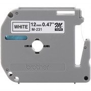 Fita Para Rotulador Brother 12mm, Preto Sobre Branco - M-231
