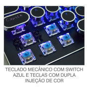 Teclado Mecânico Gamer K-Mex Steampunk KMM8, RGB, Switch Azul, Preto - KMM828U0001CB0X