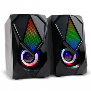 Caixa de Som Gamer Multilaser, Áudio 2.0, 12W RMS, RGB Rainbow, Preto - SP951