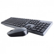 Kit Combo Teclado e Mouse Sem Fio Côncavo Multimídia Conexão USB 1600dpi Teclas Côncavas Cinza - TC245