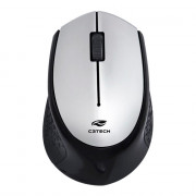 Mouse Sem Fio C3Tech RC, 1600DPI, Nano USB, Ergonômico, 1x Pilhas AA, Preto/Prata - M-W50SI