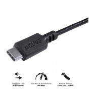 Cabo PCYES USB Tipo C 2.0 para USB Tipo C 2.0, 1 Metro, Preto - PUCP-01 (32603)