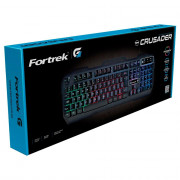 Teclado Gamer Fortrek Crusader, LED Rainbow, USB, ABNT2, Preto - 70528