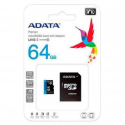 Cartão de Memória Adata 64GB Classe 10 Com Adaptador - AUSDX64GUICL10A1-RA1