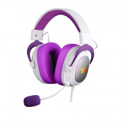 Headset Gamer Redragon Zeus X RGB, Surround 7.1, USB, Drivers 53MM, Branco com Roxo- H510WP-RGB