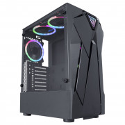 Gabinete Gamer K-Mex Reactor Infinite I, CG-01KF, Lateral em Vidro, Led RGB, Sem Fan, Preto - CG01KFRH0010B0X