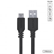 Cabo Para Celular Micro USB A 2.0 2 Metros PCYes Preto - PMUAP-2