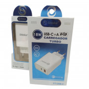 Carregador Super Poweturbo Pd 18w Entrada Usb-c Shinka Branco - FT-54 FT-USB-C AD0630