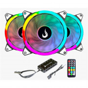 Kit Cooler FAN Rise Mode Energy, 3 Unidades, 120mm, ARGB, Preto - FN-02-RGB-5V