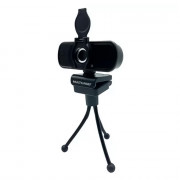 Webcam Multi com Tripé, 1080P Full HD, USB, Microfone com Cancelamento de Ruído, Plug And Play, Preto - WC055