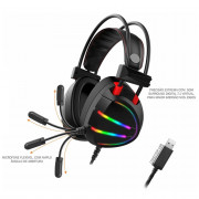 Headset Gamer K-Mex AR70, RGB, Digital 7.1, USB, Preto - AR7001SU71PTB0X