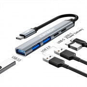 Hub C3 Tech USB-USB-C 3.0, 5 Portas, Prata - HU-P300SI