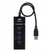 Hub C3Tech USB 3.0, 4 Portas, Preto - HU-300BK