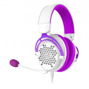 Headset Gamer Redragon Diomedes, USB, 3.5mm, 7.1 Surround, Drivers De 53mm, Branco e Roxo - H388-WP