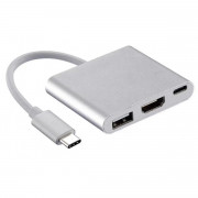 Adaptador USB-C Para HDMI/USB-C/USB 3.0, FY, FY-590, Preto - CO-32