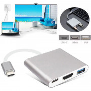 Adaptador USB-C Para HDMI/USB-C/USB 3.0, FY, FY-590, Preto - CO-32