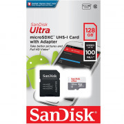 Cartão de Memória Micro SD 128GB Sandisk, Classe 10 Com Adaptador - SDSQUNR-128G-GN3MA