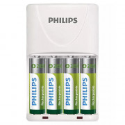 Carregador de Pilha Recarregável AA e AAA Philips, Inclui 4 Pilhas AA 2.450mAh - SCB2445NB/59