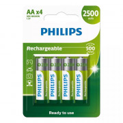 Pilha Recarregável AA Philips, 4 Unidades, 2500mAh - R6B4RTU25/59