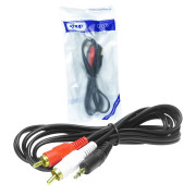 Cabo P2 X 2 RCA 3.5MM 1.5 Metros Knup, Preto - KP-PR201