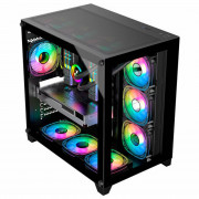 Gabinete Gamer K-Mex Space ATX, CG-P2R4, Lateral e Frontal Vidro Temperado, Sem Fonte, Sem Fan, Preto - CGP2R4RH001CBOX