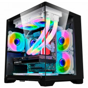 Gabinete Gamer K-Mex Space AQUA, CG-10KN, Lateral e Frontal em Vidro, Sem Fonte, Sem Fan, Preto - CG10KNRH001CBOX