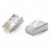 Conector RJ45 CAT5E 8 Vias Blindado Modular PLUG 8X8 - 062-0047