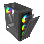 Gabinete Gamer Bluecase X-Frame, mATX, Lateral Vidro, USB 3.0, Sem Fan, Sem Fonte, Preto - BG-050