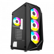 Gabinete Gamer Bluecase OBSIDIAN, mATX, mITX, Lateral Vidro, USB 3.0, 1 Fan, ARGB, Sem Fonte, Preto - BG-049