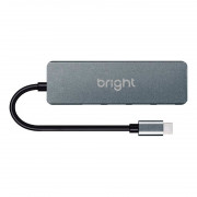 Hub USB Tipo C Para 4 Portas USB 3.0 Bright, Prata - HB001