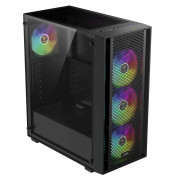 Gabinete Gamer Gamdias AURA GC2 Elite, Mid Tower, RGB, Com 4 Fans, Vidro Temperado, Sem Fonte, Preto - Aura GC2 Elite