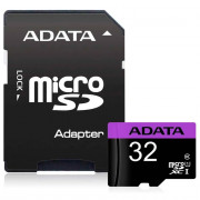 Cartão de Memória Micro SD 32GB Adata, Classe 10, Com Adaptador SD - AUSDH32GUICL10-RA1