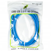 Cabo USB 3.0A Para HD Externo X-Cell, 1.5 Metros, Malha de Nylon, Azul - XC-CD-42