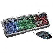 Kit Gamer Teclado e Mouse Trust GXT 845 Tural, LED Rainbown, Anti-Ghosting, 3200 DPI, 6 Botões, Preto - 22457