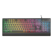 Teclado Gamer Trust Ziva, LED Multicolor, USB, Preto - 23697