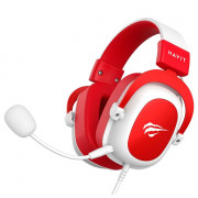 Headset Gamer Havit H2002D, Drivers 53mm, Microfone Plugável, P2, PC, PS4, XBOX ONE, Branco e Vermelho - HV-H2002WR