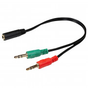 Cabo Adaptador de Áudio, Fone De Ouvido e Microfone Com 2 Saídas P2 Macho Para 1 P3 Fêmea, X-Cell, Preto - XC-ADP-21