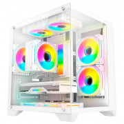 Gabinete Gamer K-Mex Aquário Micro White, CG-W830, Lateral e Frontal em Vidro, Sem Fan, Branco - CGW830RH002CBOX