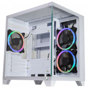 Gabinete Gamer K-Mex Aquário Micro White, CG-W830, Lateral e Frontal em Vidro, Sem Fan, Branco - CGW830RH002CBOX