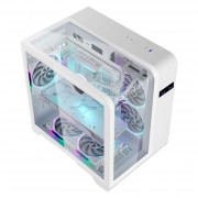 Gabinete Gamer K-Mex Aquário Top, CG-W8KI, Cyberpunk, Lateral e Frontal em Vidro, Sem Fan, Branco - CGW8KIRH002B0X