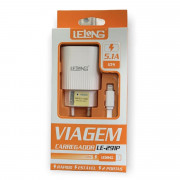 Carregador Para Celular IOS Com Entrada USB e USB-C 5.1A 12.5W, LELONG - LE-291P