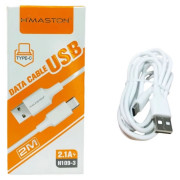 Cabo USB Para Tipo C H`Maston, 2 Metros, Branco - H109-3