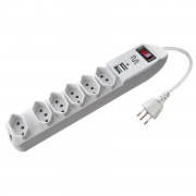 Filtro de Linha 6 Tomadas e 2 Saídas USB 5V Multilaser, Novo Padrão, Bivolt, Branco - WI251