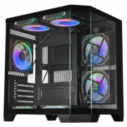 Gabinete Gamer K-Mex Aquário Ângulo Micro, CG-0620, Lateral e Frontal em Vidro, Sem Fan, Preto - CG0620RH001B0X