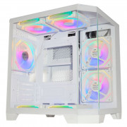 Gabinete Gamer K-Mex Aquário Ângulo Micro, CG-W620, Lateral e Frontal em Vidro, Sem Fan, Branco - CGW620RH002B0X