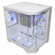 Gabinete Gamer K-Mex Aquário Ângulo Micro, CG-W620, Lateral e Frontal em Vidro, Sem Fan, Branco - CGW620RH002B0X