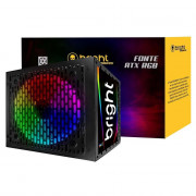 Fonte Bright 650W, RGB, 80 Plus Bronze, Bivolt Automática, Preto - FT003