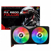 Placa De Vídeo SuperFrame AMD Radeon RX 6600 Falcon, 8GB, GDDR6, RGB, FSR, Ray Tracing, Black - SF-GC-FCAM66008GD6B